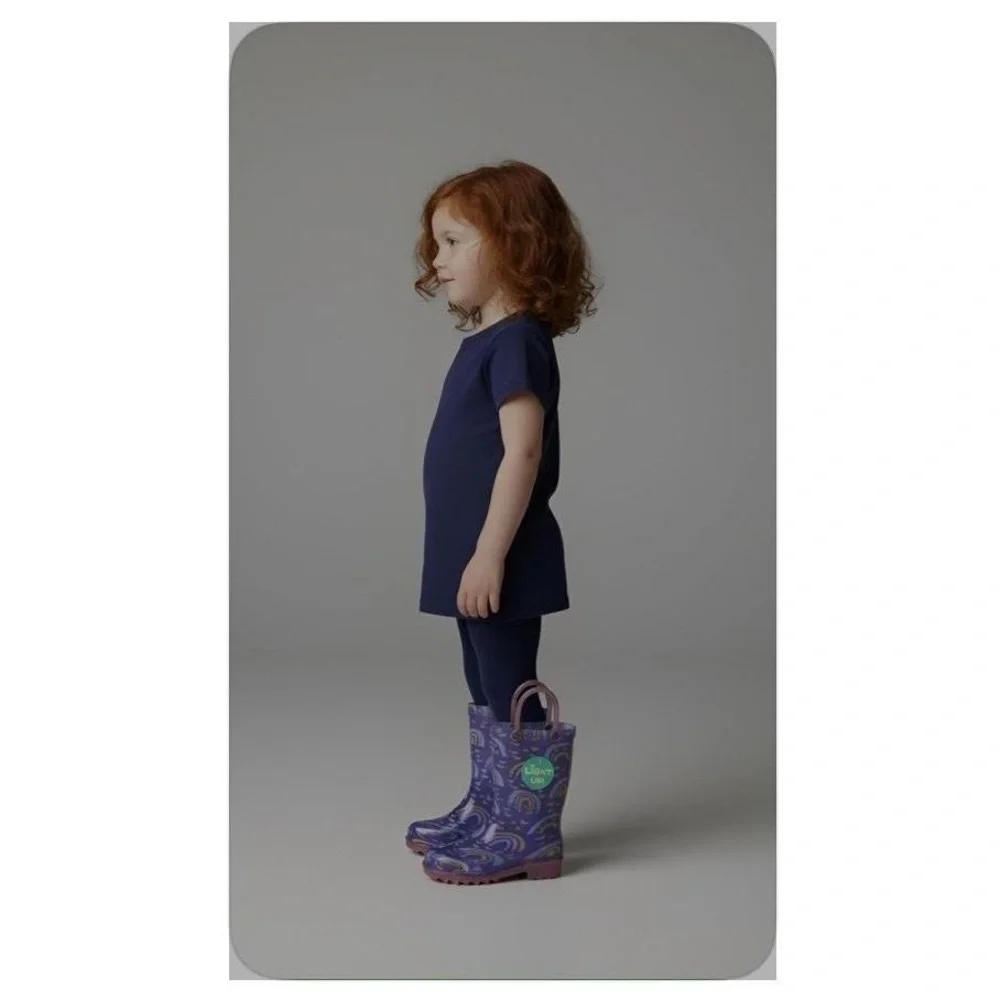NWT Western Chief Toddler Girls‎ Abby Rainbow Hearts Glitter Light-Up Rain Boots